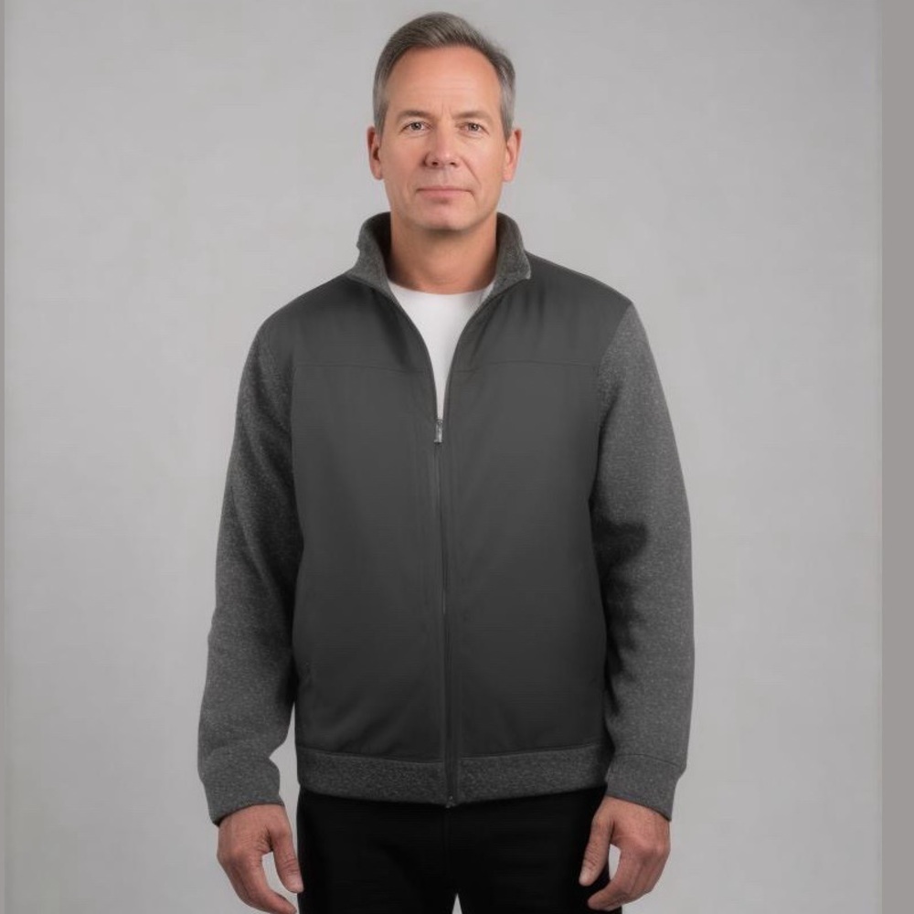 Apt. 9 Black and Charcoal Gray Tweed Full Zip Lined Jacket Size L